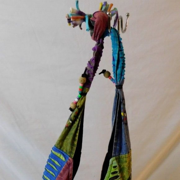 The Collection Royal Printed Patch and Razor Cut Cotton Hobo Bag Peace bag - Picture 2 of 9